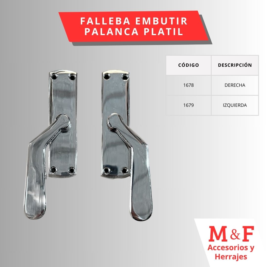 Falleba Palanca Embutir Plateada Izquierda